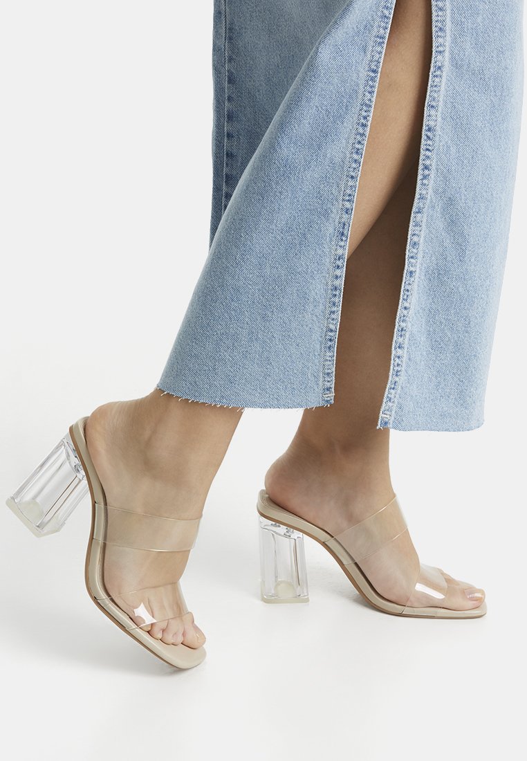 Bershka - VINYL - Slip-ins med hög sula - transparent, Förstora