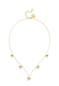 Collar de cadena de oro con cinco acentos en forma de mariposa, con un diseño delgado y delicado, y cierre ajustable para personalizar la longitud.