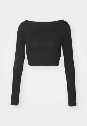 Gina Tricot, SOFT TOUCH CROPPED TOP - Μπλούζα με μακριά μανίκια - black