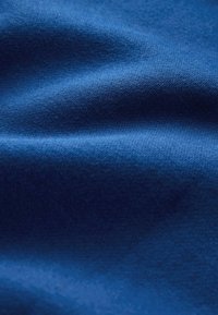Blaues Gewebe mit einer glatten Textur, das zarte Falten und eine gleichmäßige Webart aufweist. Die Farbe ist tief und durchgehend gleichmäßig.