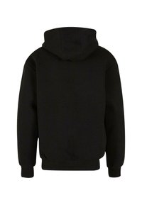 Felpa nera con cappuccio caratterizzata da una texture liscia, polsini e orlo a coste, con cappuccio rinforzato, progettata per un look casual.