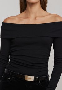 Lauren Ralph Lauren COTTON BLEND OFF THE SHOULDER TOP - Tops ar garām piedurknēm - black