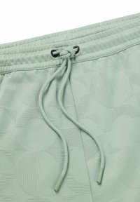 Ljusgröna shorts med ett texturerat mönster med cirkulära designer, elastisk midja med dragsko och accentuerande juggar.