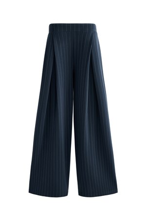 OYSHO SOFT TOUCH WIDE LEG STRIPED WITH FRONT PLEAT - Bukser - royal blue