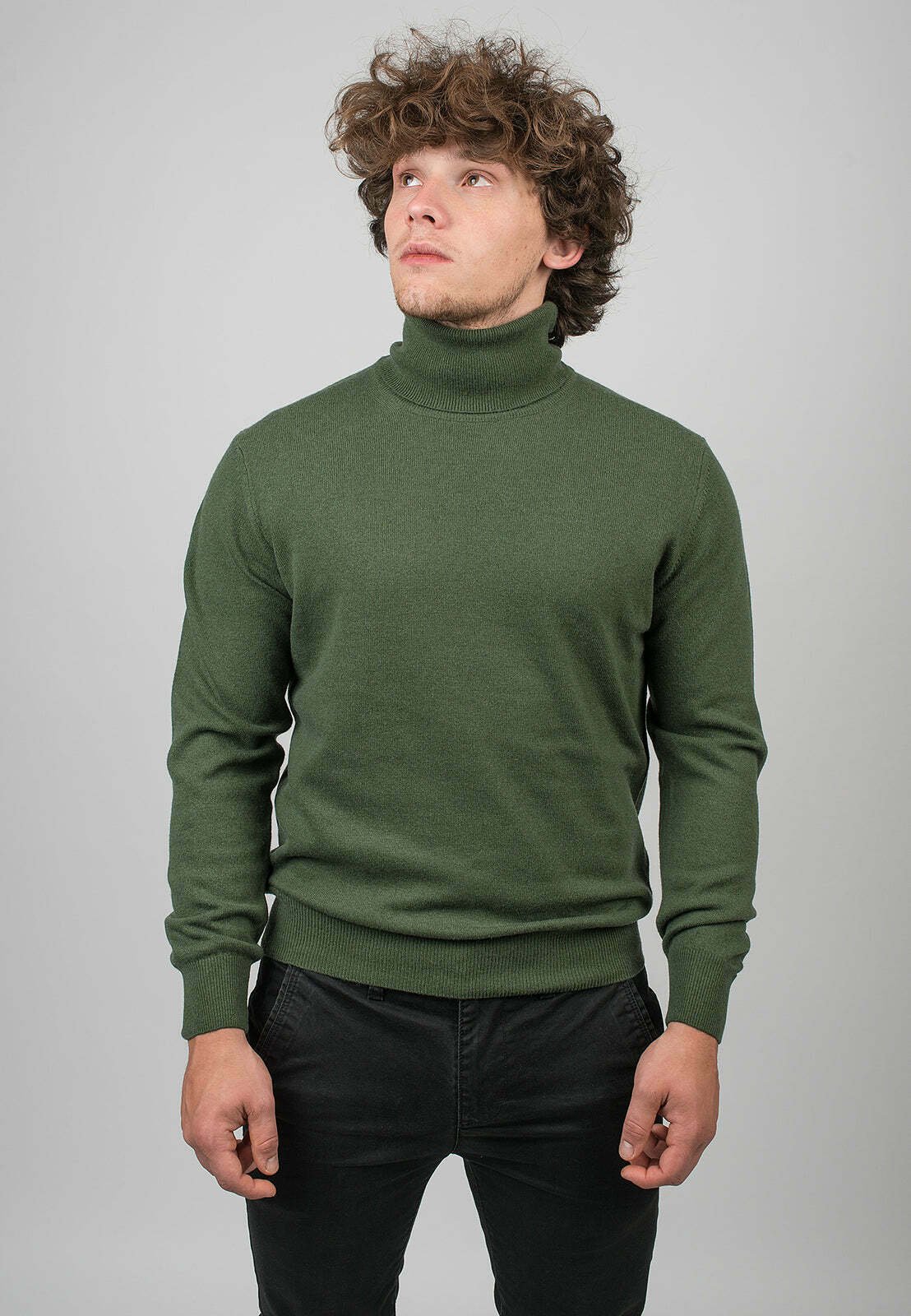 cashmere khaki turtleneck sweater