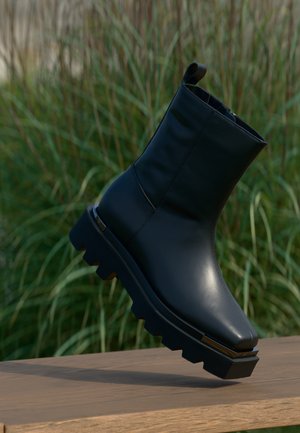 LEATHER - Bottines à plateau - black