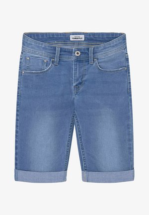 Ljusblå denimshorts med regular fit, uppvikta fållar, fem fickor och knappstängning. Har "POWER FLEX"-logotyp på midjebandet.