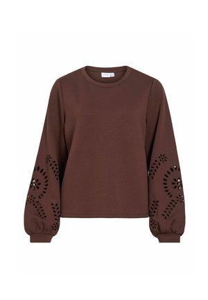 VILA, VISANDY L/S DETAIL SWEAT TOP - NOOS - Sweatshirt - coffee bean