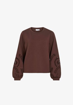 VILA, VISANDY L/S DETAIL SWEAT TOP - NOOS - Sweatshirt - coffee bean