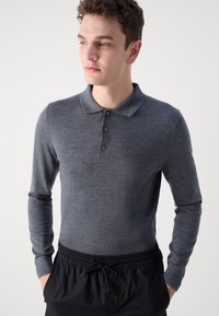 Calvin Klein POLO SWEATER - Pullover - dark grey heather
