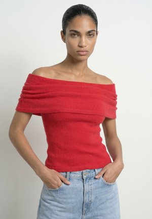 HYPEDROP, HDKHLOE OFF-SHOULDER KNIT - T-shirt con stampa - valiant poppy