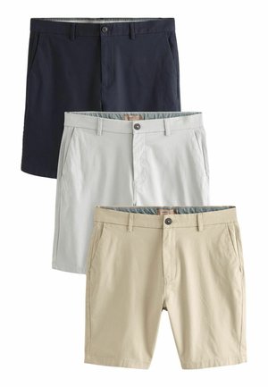 3 PACK SKINNY FIT STRETCH CHINO - Shorts - navy blue grey stone
