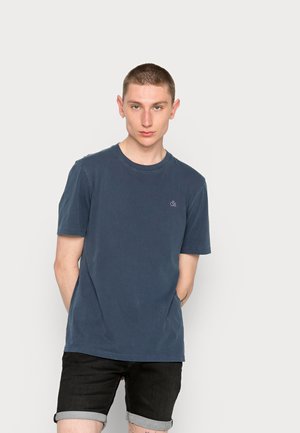 GARMENT DYED CREWNECK TEE WITH EMBROIDERY LOGO - T-shirt basic - navy