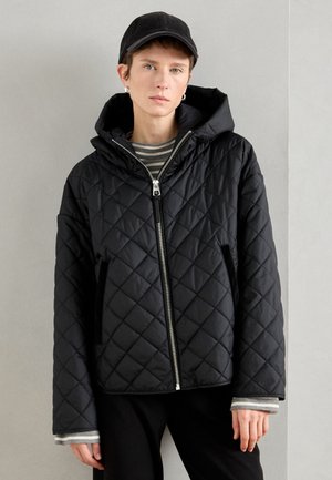 CAPE JACKET LIGHT PADDED HOODED WELT POCKETS - Kerge jope - black