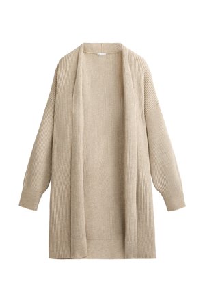 OYSHO LONG RIB KNIT - Strickjacke - stone