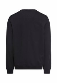 Sort sweatshirt med rund hals, ribstrikkede manchetter og kant samt en sømløs skulderdesign, der har et glat, struktureret stoff.