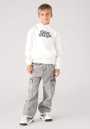 Terranova, JEANS CARGO WIDE LEG CON COULISSE - Pantaloni cargo - grigio denim