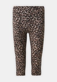 Leggings s uzorkom leoparda od mekog materijala, s crno-smešnom paletom boja i elastičnim pojasom za udobnost.