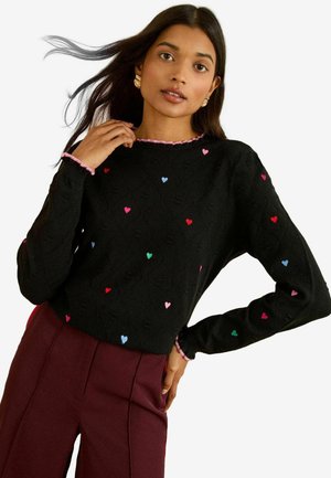 REGULAR FIT - EMBROIDERED DETAIL - Strickpullover - black