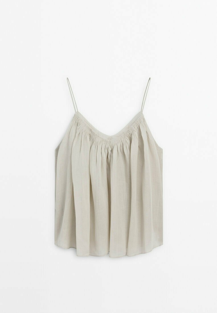 Massimo Dutti STRAPPY WITH GATHERED DETAIL - Top - mottled beige 