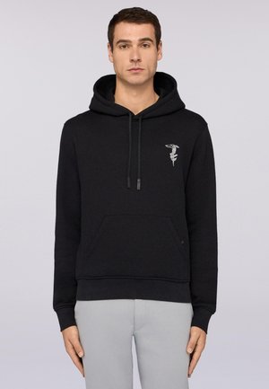 CON RICAMO - Kapuzenpullover - black milano