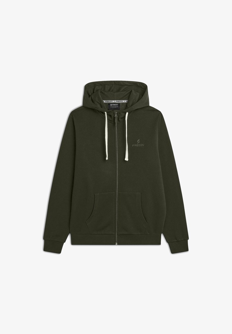 Freddy CAPPUCCIO CON TASCHE MARSUPIO - Felpa con zip - kalamata green