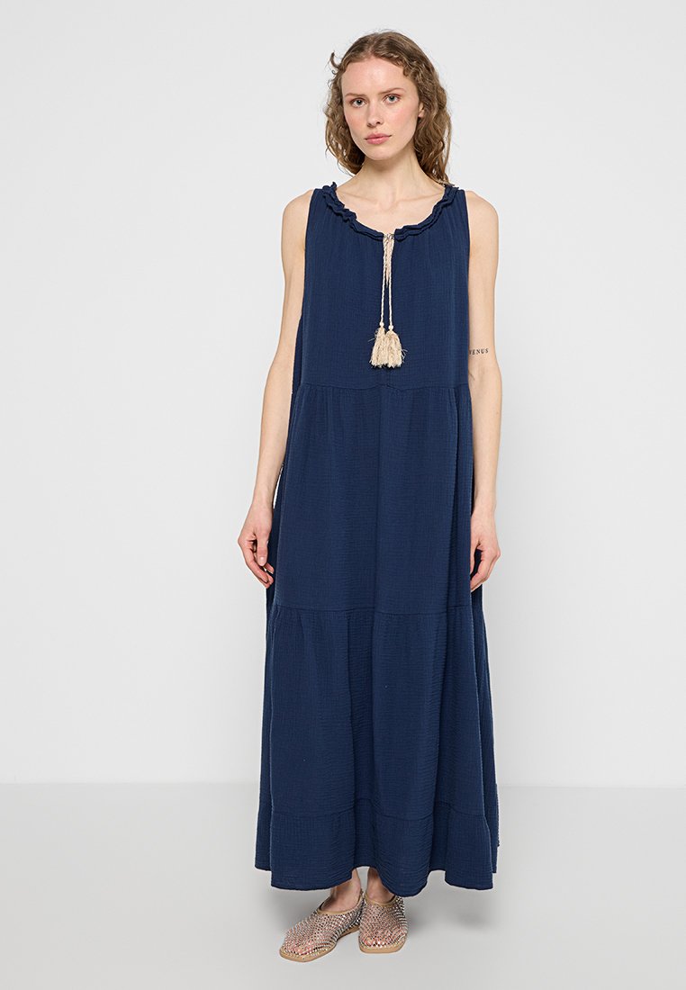 Le Monde du Lin Maxi-jurk donkerblauw
