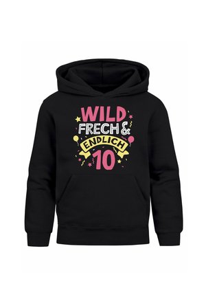 MoonWorks SPRUCH WILD UND FRECH  - Hoodie - 10 jahre schwarz