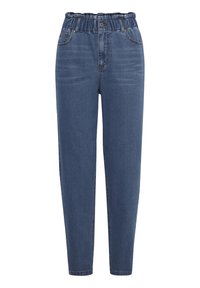 Oxmo OXANN - Pieguloša piegriezuma džinsi - mid blue denim