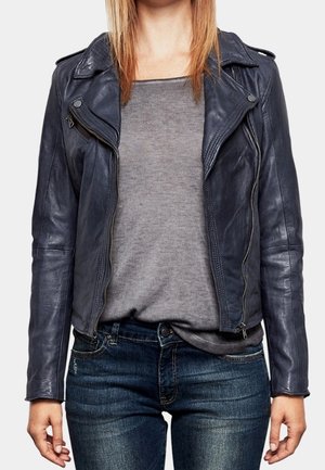 QS, Veste en cuir - dark blue