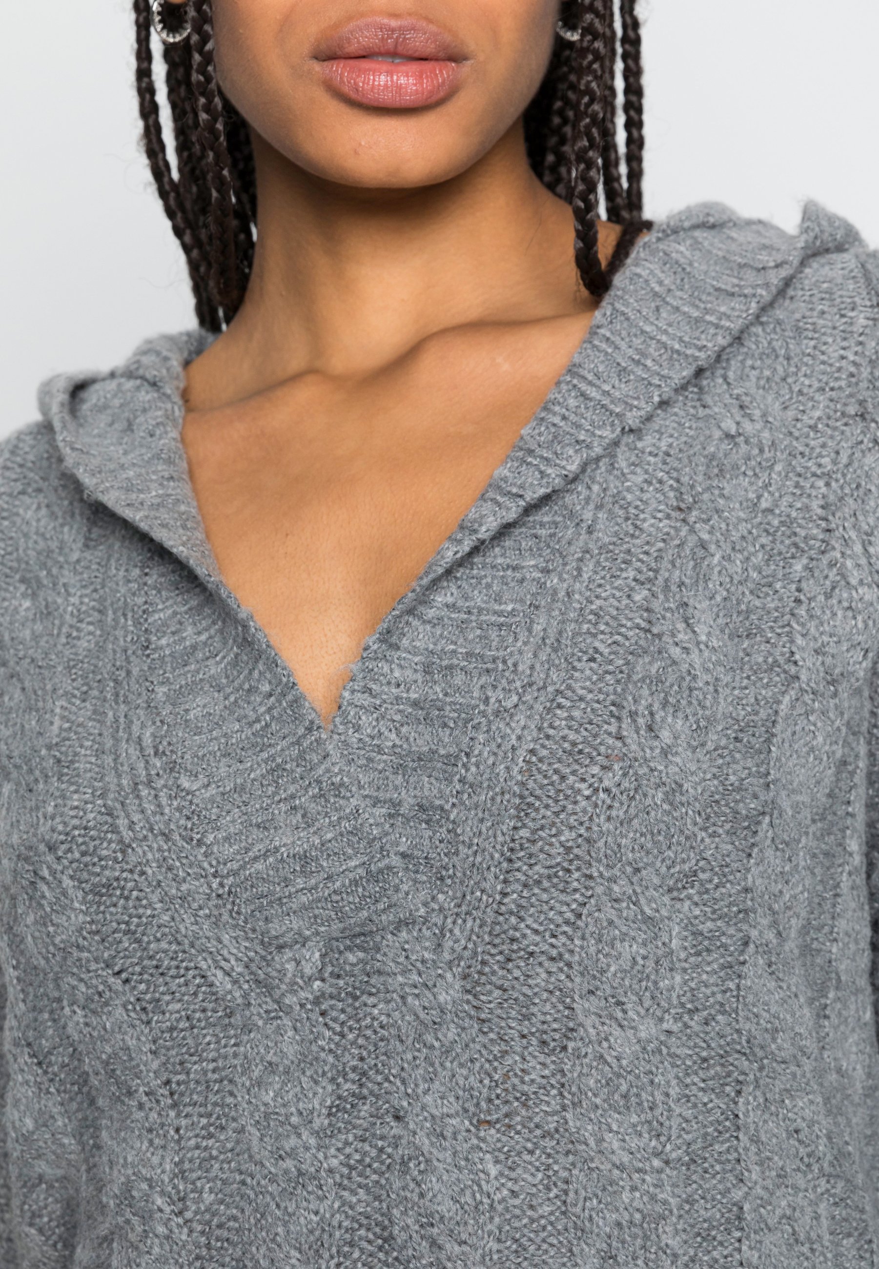 COZY CABLE HOODIE - Jumper - gray 