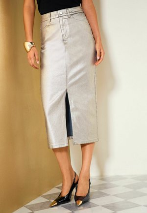 Friends Like These, REGULAR FIT - SPLIT FRONT DENIM MIDI SKIRT - Bleistiftrock - gold-coloured