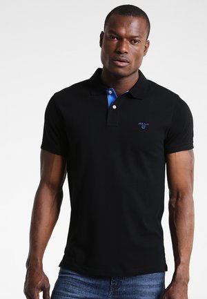 CONTRAST COLLAR RUGGER - Poloshirt - black
