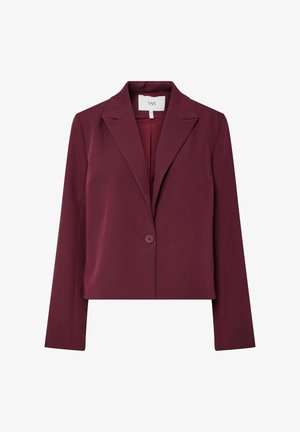Bordeaux blazer med klippet krave, enkelt knaplukning og lange ærmer. Fremstillet af glat stof, med en skræddersyet pasform og minimalistisk design.