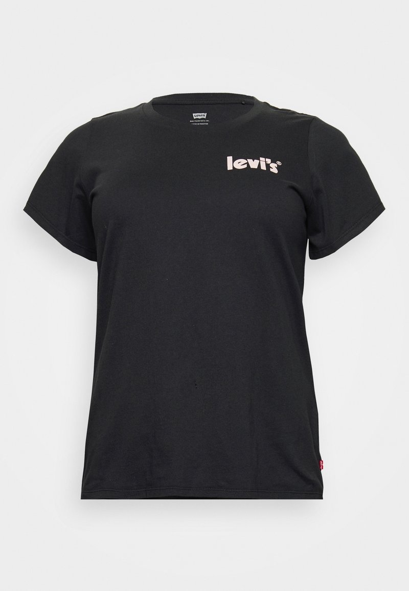 T-shirt noir à manches courtes Levi's avec petit logo blanc en haut à gauche de la poitrine et étiquette rouge en bas de l'ourlet.