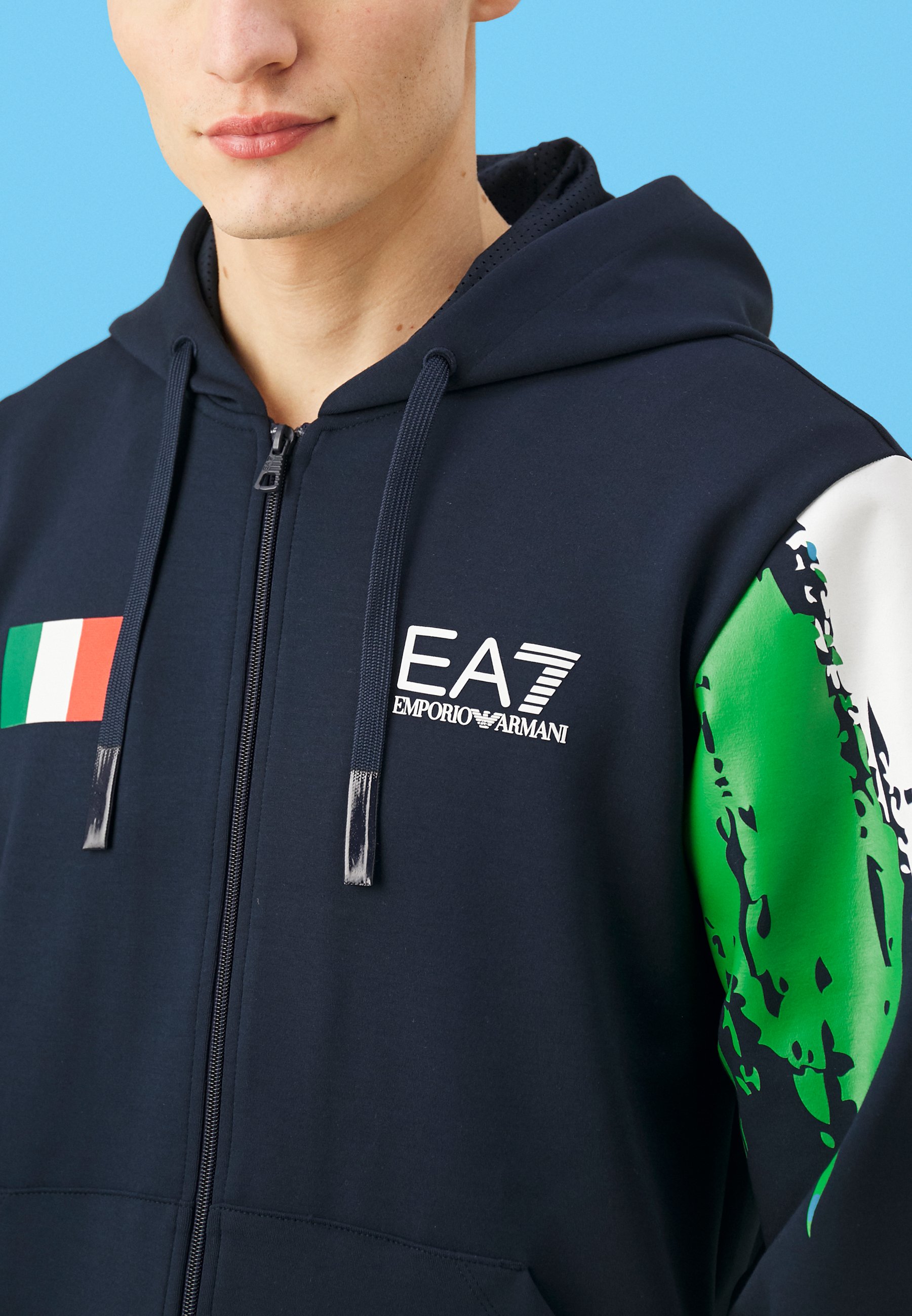 即納！手元在庫有＊関送込＊Emporio Armani＊EA7＊ZIPUP HOODIE ASV 7 Lines cotton-blend zip-up sweatshirt | EA7