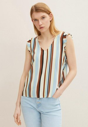 V-NECK - Triko s potiskem - multicolor vertical stripe