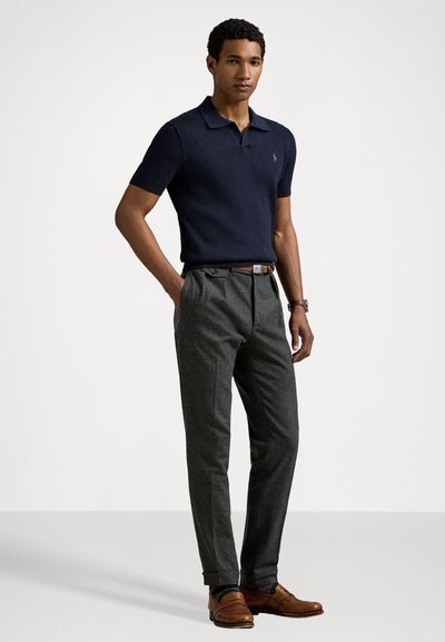 Polo Ralph Lauren RIB-KNIT COTTON SHORT-SLEEVE SWEATER - Polo krekls - navy heather