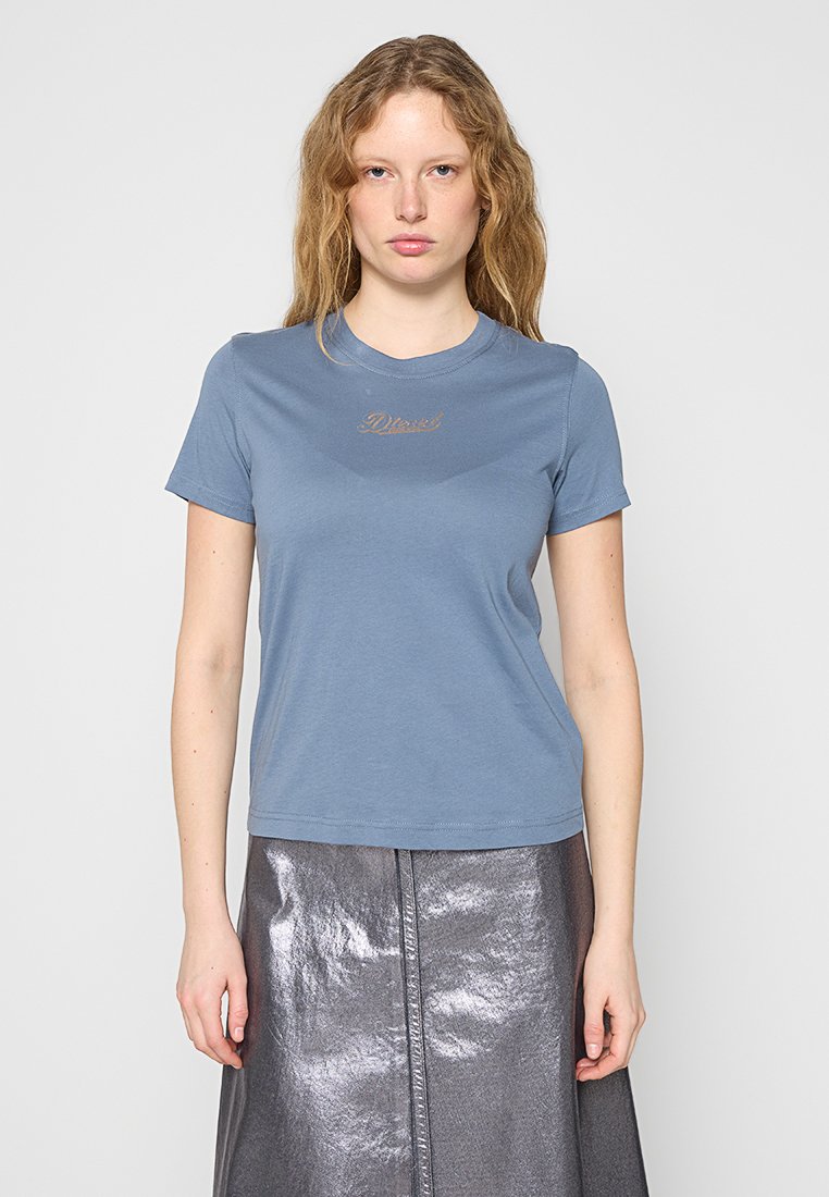 Diesel T-shirt print blauw gemêleerd