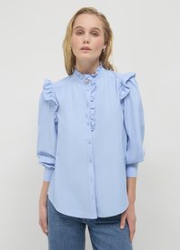 Calliope FRILL BOTTONE GIOIELLO - Hemdbluse - celeste chiaro