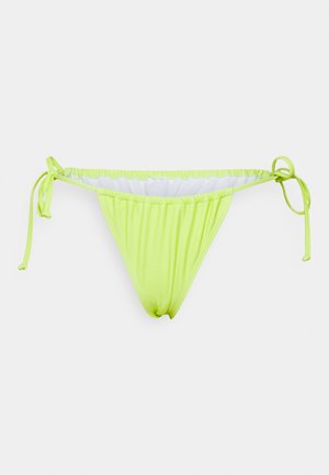 Neon gul shorts med justerbare knytinger på begge sider, samlet tekstur og hvit innerfor. Glatt, myk stoff.