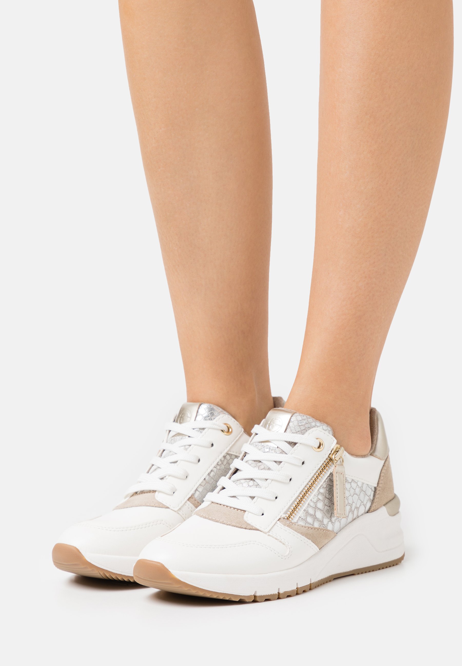 Tamaris Sneakers laag - white/light gold/crème - Zalando.nl