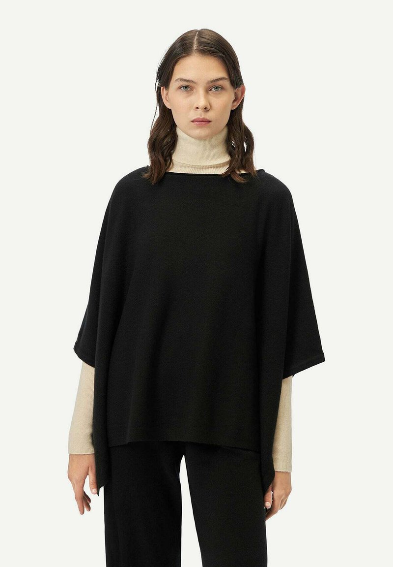 GOBI Cashmere PONCHO MIT U-BOOT-AUSSCHNITT - Cape - black