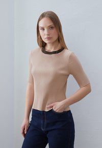 Anna Field Marškinėliai su spaudiniu - beige/taupe