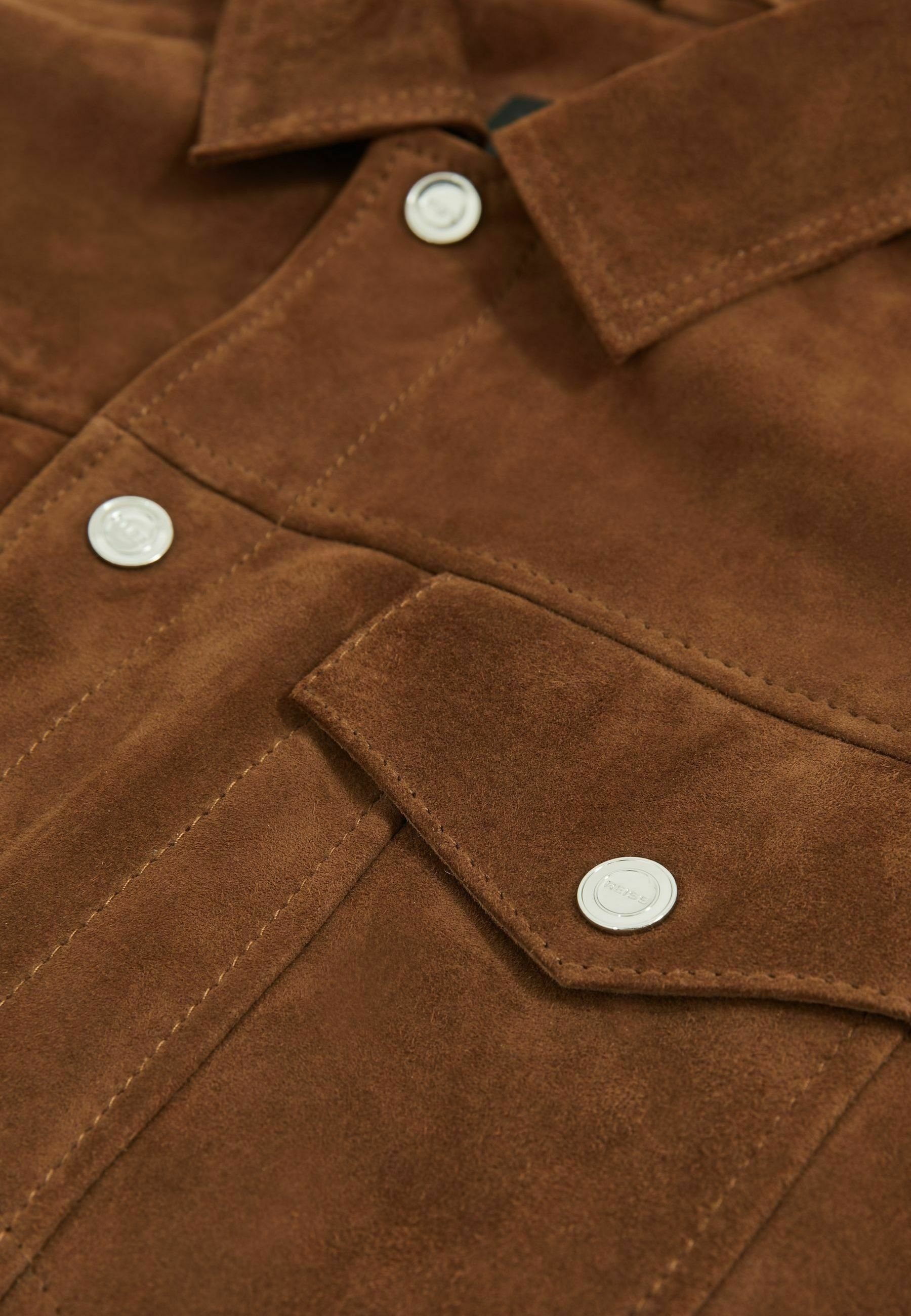 Reiss REGULAR FIT - EDINGTON PRESS STUD TRUCKER - Leather jacket