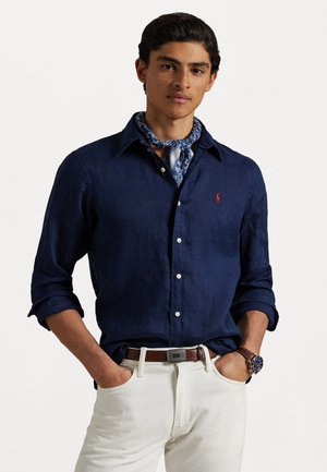 SLIM FIT LINEN SHIRT - Chemise - newport navy