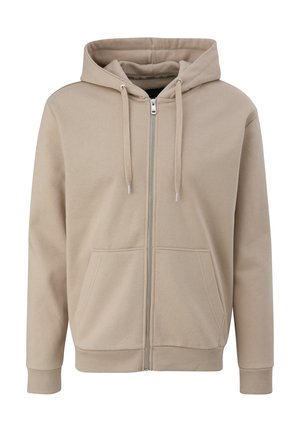 MIT RIPPSAUM - Zip-up sweatshirt - beige