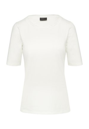 Weiße Kurzarm-T-Shirt mit Rundhalsausschnitt. Hergestellt aus glattem Baumwollstoff, mit einem schlichten, klassischen Design ohne Muster oder Akzente.