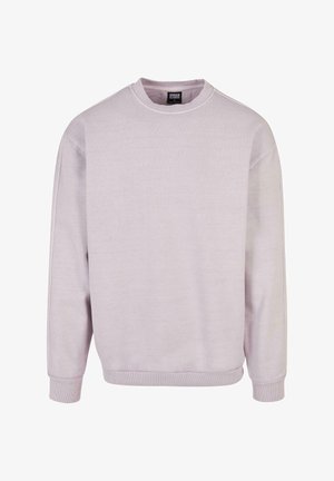 Licht paarse crewneck sweatshirt gemaakt van zachte stof, met een geribbelde kraag en manchetten, met een relaxte pasvorm en zonder zichtbare patronen.
