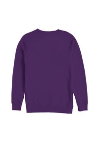 Fialová mikina s kulatým výstřihem, dlouhými rukávy a žebrovanými manžetami. Vyrobena z měkké látky, má jednobarevný design a žádné vzory.